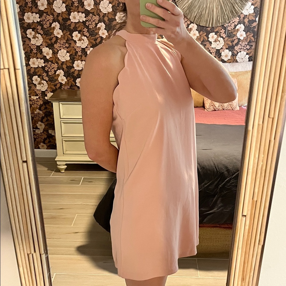 Vanilla Bay Soft Pink Scalloped Mini Dress